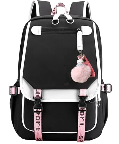 youcoscos Girls Backpack,Cute Kawaii Schoolbag,Bookbag With Usb Charge Port