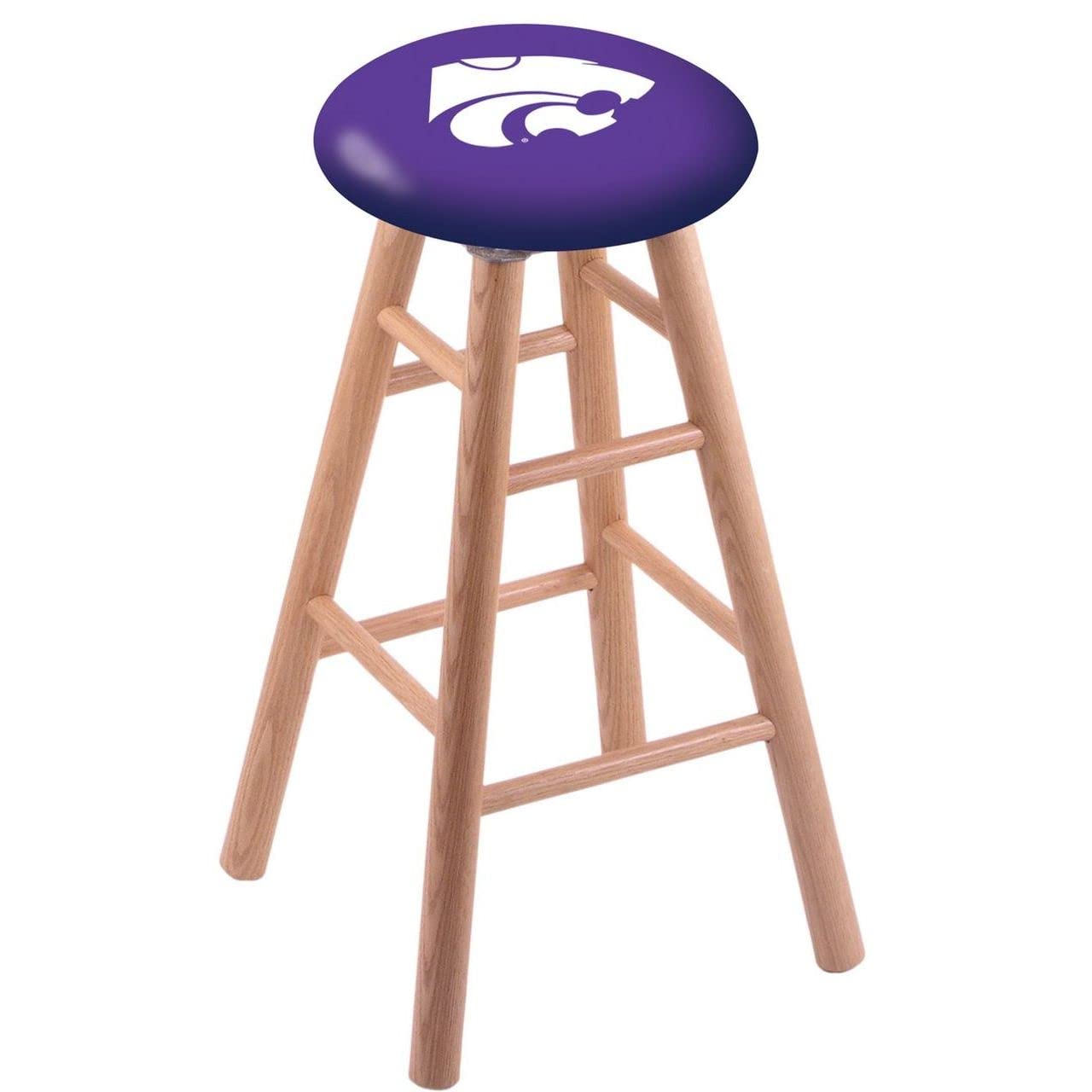Holland Bar Stool Co. Oak Counter Stool in Natural Finish with Kansas State Seat by The