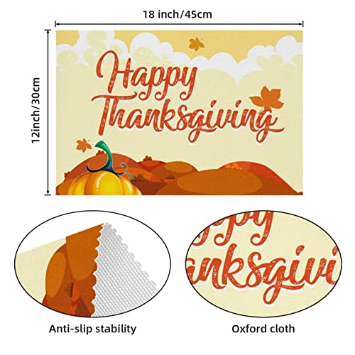 Lot de 6 sets de table Happy Thanksgiving antidérapants 30x45 - 5