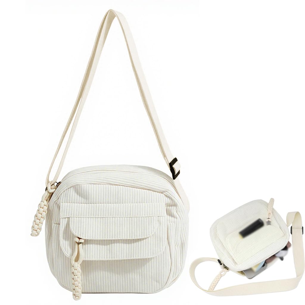 zibuyu Small Corduroy Sling Bags for Women Latest Mini Shoulder Purse with Multiple Zipper Pockets, Adjustable Strap, Compact Travel Handbag, Cute Vintage Style Lightweight Everyday Bag-picture-22