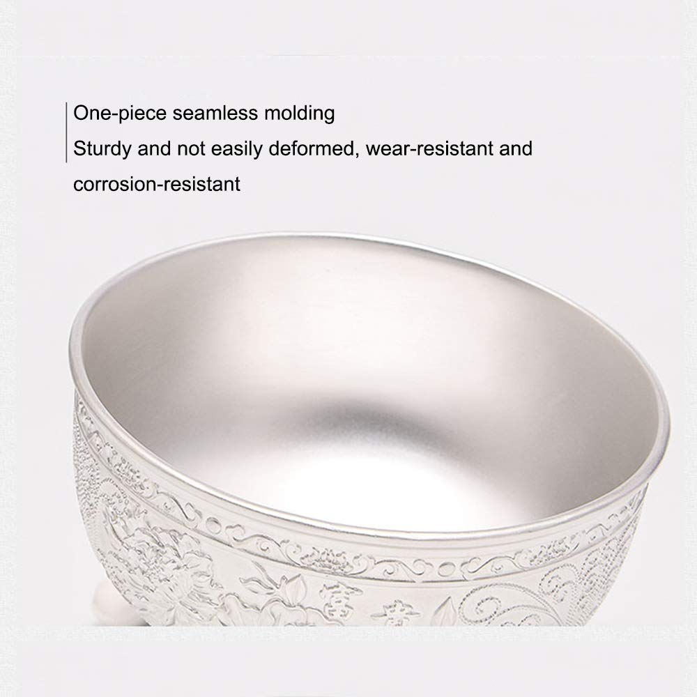 Bol à Grains en Argent Sterling, Bol à Dessert à la Salade, Bol à Riz à Nouilles, Bol à Soupe, Convient à Un Cadeau, 240 ML