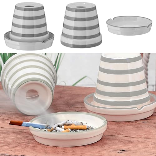 Cendrier Tempête Céramique 11,5 cm Cendrier à Vent Pot Gris YXWYXWA