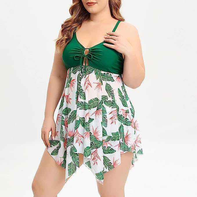 Image of Plus Size Floral Printed Two Pieces Swimsuits - XL - 8XL