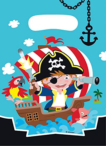 amscan-9902125 8 Sacs à Surprises en Plastique Pirate, 11012055, Multicolore