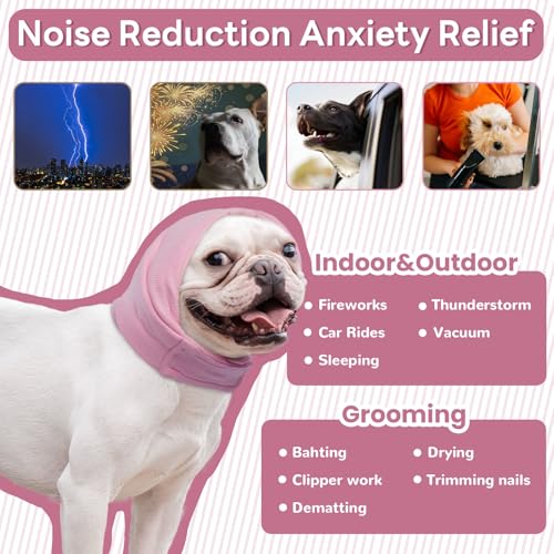 Image of Nanaki Soft Dog Calming Hoodie Anxiety Relief Dog Ear Muffs Noise Protection Doggy Ear Wrap Hematoma Fireworks Doggy Head Cover for Bath Blow Drying Pet Head Cover Noise Cancelling Sleep Help Headband