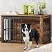 HEXCELEN Hundekäfig-Möbel aus Holz, 100 cm Hundebox für Zuhause, Hundekäfig mit 2 Türen, Schiebetüren, für Kleine, Mittlere Hunde, Robuster, Beistelltisch, 100 x 60 x 62,4 cm, Braun
