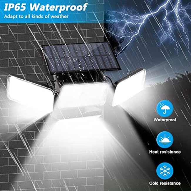 Mokot Solar Lights Outdoor, 288 LED 2800LM Motion Sensor Outdoor Light with Remote Control, 4 Heads IP65 Waterproof Solar Flood Security Lights for Outside Patio Wall -2PACK