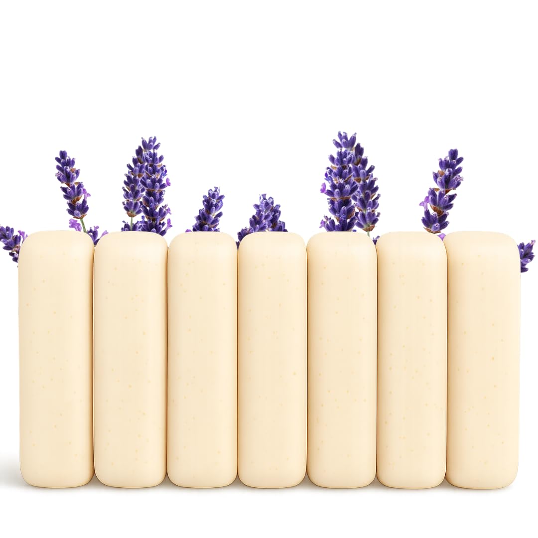 Laundry Soap Bar with Lavender for Sensitive Skin - Delicate Stain Remover Clothes, Underwear, Collar - 7 pcs