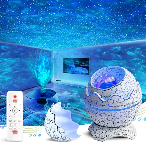 Image of XQBX Dinosaur Egg Galaxy Projector an Aurora Projector with Bluetooth Speaker & White Noise - Valentine's Gift for Her /Him, Room Decor, Soothing Sleep Aid Gifts for Teen Girls /Boys