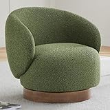 KISLOT Swivel Accent Chair Round Barrel Armchair Upholstered Performance Fabric for Living Room Bedroom Reading Waitingroom,1 PCS,Moss Green