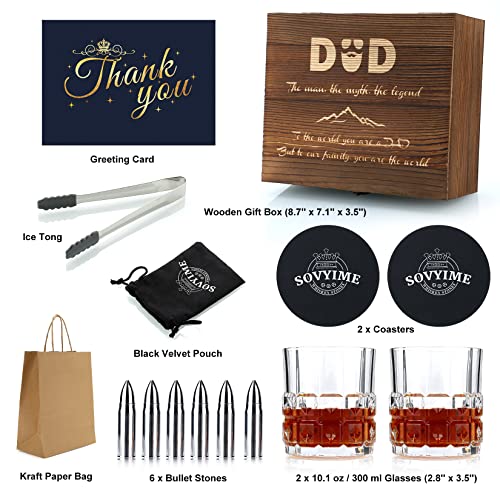 Birthday Gifts Ideas For Dad From Daughter Son, Engraved Best Dad Whiskey Gifts Set For Men, Cool Bourbon Scottish Whiskey Stones Glasses Set For Christmas Retirement Fathers Day #TOP4