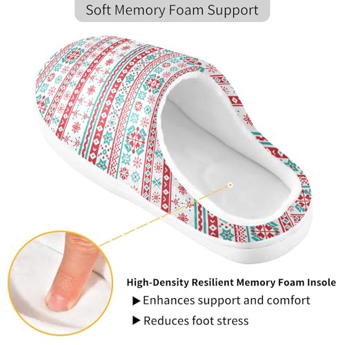 Fuzzy Memory Foam Slippers for Women/Men Seamless Pattern Of Traditional Nordic Patterns Fluffy Winter House Shoes Indoor and Outdoor3
