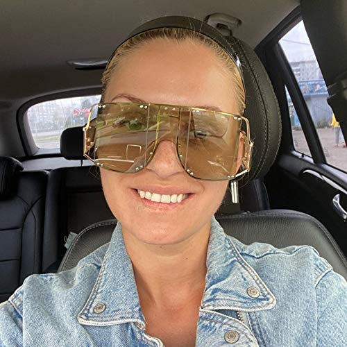 Image of COTIA /Fashion Square Sunglasses Women New Oversized Mirror Men Shades Glasses Luxury Brand Metal Rivet Fashion Female Eyewear