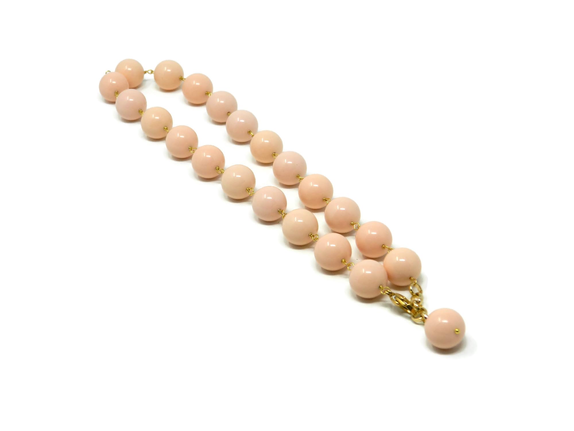 Collana Girocollo Donna in Pasta di Corallo Rosa Chiaro 14 mm – Modello Rosario – Fatta a Mano – Made in Italy – Chiusura a Moschettone Dorato – Nickel Free – DodiGioielli