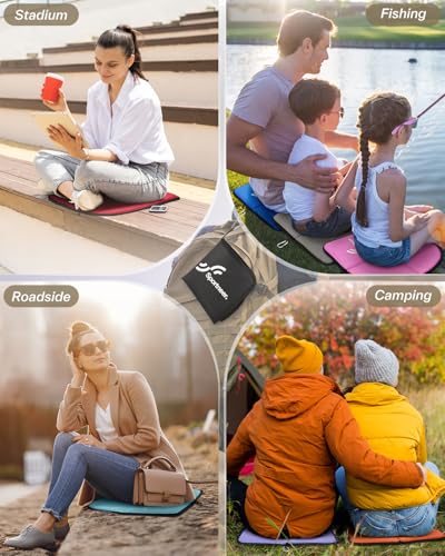 Sportneer Sitzkissen Outdoor, Sitzunterlage Outdoor Wasserdicht Oxford-Stoff Thermo Sitzkissen Faltbar FüR Camping, Wandern, Stadion Und Unterwegs，grau
