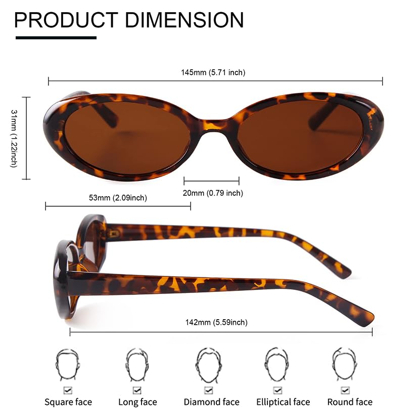 Trendy Retro Oval Sunglasses for Women, 90s Small Y2K Fashion Vintage Narrow Sun Glasses4