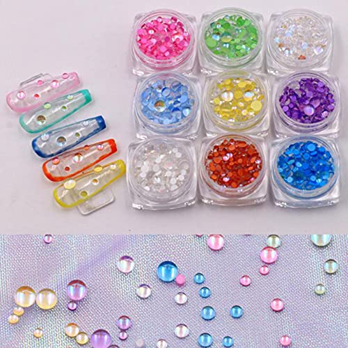 Ail Art Strasssteine für Nägel, Meerjungfrauen-Perlen, transparent, halbrund, Nagelschmuck, Strass, professionelle… – Bild 8
