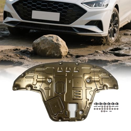 Image of Aluminum-Magnesium Alloy Engine Splash Shield Fit for Hyundai Sonata 2024 2025 2026 Heavy Duty Front Skid Plate for Radiator, Engine & Transmission w /Screw Hardware,Service Holes & Vent Design