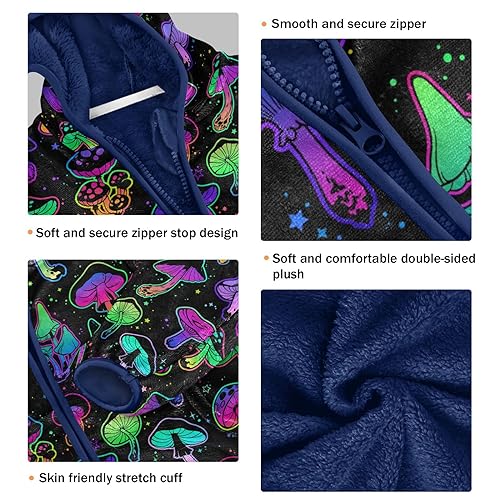 Bright Colorful Mushroom Boys Fleece Hoody Jacket Zip Up Coat Warm Fall Winter Plush Jacket Long Sleeve Outerwear3
