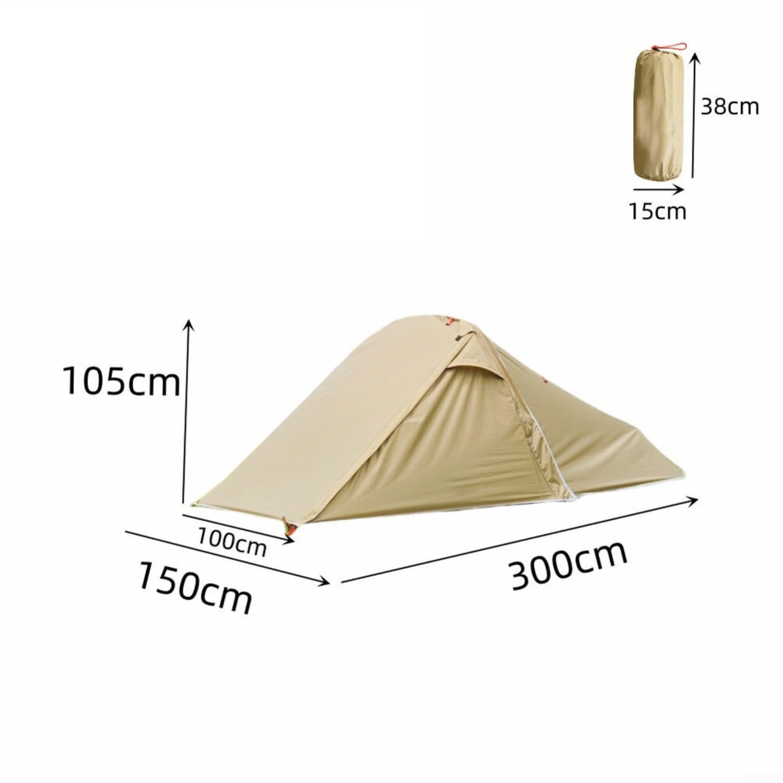 Tienda de campaña compacta para 2 personas, estructura de poste de aluminio ligero, para senderismo y festivales de doble entrada, color verde