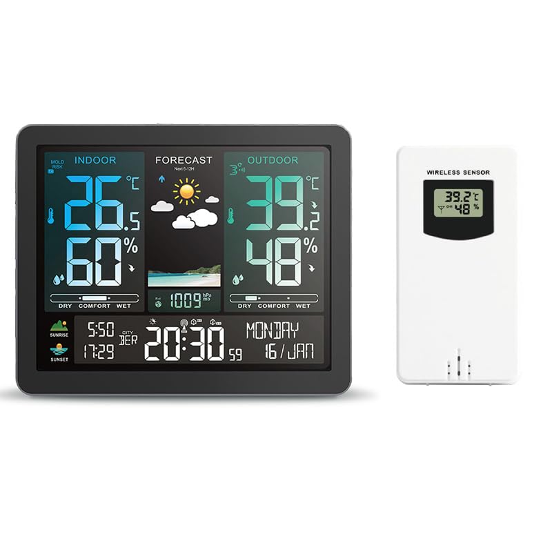 Wetterstation, Multifunktions-Wetterstation, Wecker...