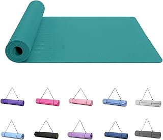 Good Nite Esterilla de yoga para gimnasia, pilates y ejercicio, antideslizante, gruesa, 6 mm, con correa de transporte, TPE, 183 x 61 x 0,6 cm