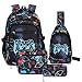 Amythe Schulrucksack Jungen Teenager, 4-tlg. Schulranzen Set mit Brusttasche Brottasche Federmappe für Jungen 3.-9. Klasse, Stilvoll Rucksack Schultasche Tagesrucksäcke,Schwarz