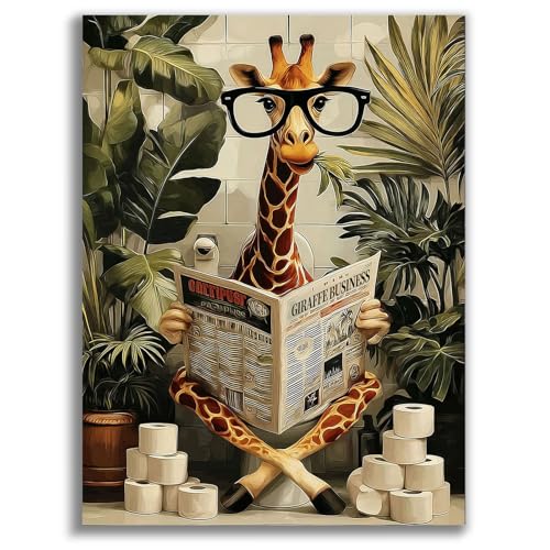 YarnWhimsy Diamond Painting Erwachsene Giraffe Zeitung lesen, DIY Diamant Malerei Tiere Kunst Bilder, Komplettes Bastelset mit Leinwand und Zubehör, 30 x 40 cm
