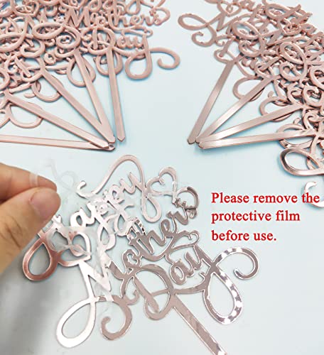Jozon 10 Pieces Happy Mother’s Day Cake Topper Rose Gold Acrylic Mothers Day Cupcake Topper Thanks Mom Best Mom Ever Cake Picks For Mother's Day Birthday Party Cake Decorations #TOP2