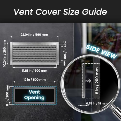 Image of Repa Market 20 x 8 Inch (Vent Opening Size) Heavy-Duty Galvanized Steel Gable Vent - Air Vent Covers with Mesh Screen - Cold Air Intake, Register Vent Cover for HVAC - Outdoor Air Return Grille