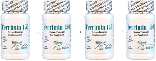 Dialyvite: Ferrimin 150 - Suplemento de hierro fumarato ferroso - 120 tabletas - 4 unidades