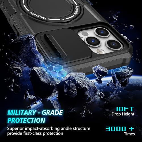 Coque iPhone 14 Pro noire antichoc dotée d'un support invisible et aimant intégré - 4