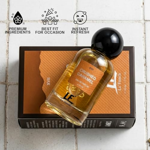 Image of La French Crushed Caramel Perfume for Men & Women 50ml | Patchouli, Woody Amber & Caramel Notes | Premium Long Lasting Fragrance