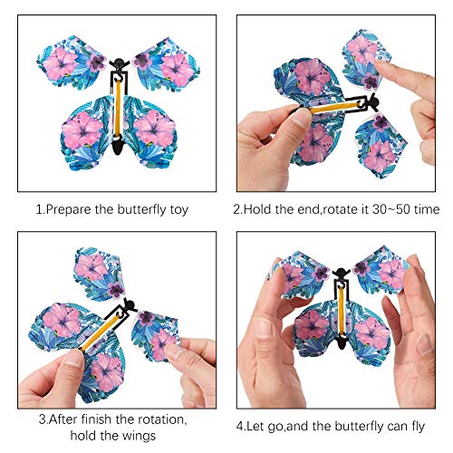 SUSSURRO 25 Pieces Flying Butterfly Toy Wind up Butterfly Toy Rubber