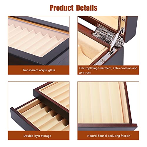 Pen Display Box Wood Pen Storage Organizer Box 23 Slot Fountain Pen Collector Case 2 Layer #TOP2