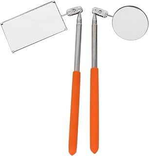 HEALLILY 2pcs Vehicle Inspection Mirror Folding Tool Vehicle Inspection Tool Mirror with Telescoping Handle Led Mirrors Gym Chalk Car Stainless Steel to Rotate Telescopic Mechanic
