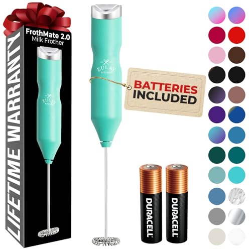 Image of Zulay Kitchen Powerful Frother Wand AA Batteries Included, Ultra Fast Handheld Drink Mixer, Comfort Milk Frother, Stainless Steel Whisker, Frother Handheld for Coffee, Protein & Matcha - Frothmate 2.0
