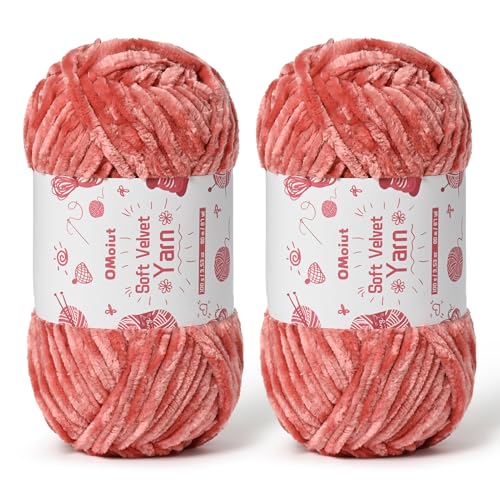 Image of 2x100g Fluffy Velvet Chenille Yarn for Crocheting and Knitting, 80m (87.5yd) Baby Yarn for Crocheting Soft, Crochet Chunky Yarns Amigurumi Yarns (2 Gray Pink)