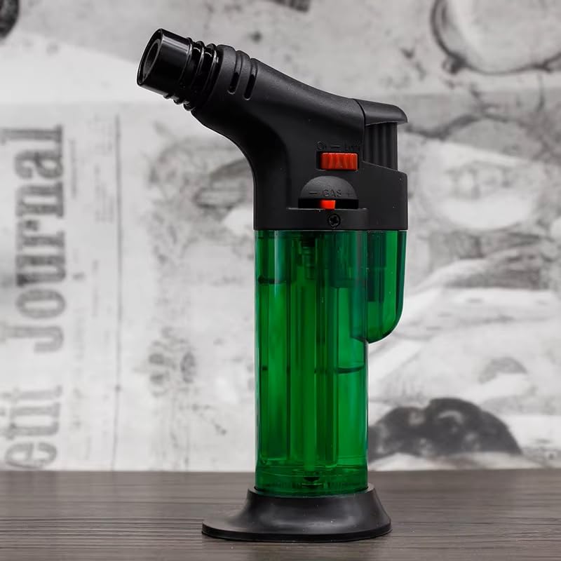 Image of Blow Torch Jet Flame I Windproof Kitchen Gas Lighter I Strong Transparent Tank I Refillable Butane Gas Lighter For Resin Art Barbeque Coals Candle Bonfire Camping (MixColor-Black /Blue /Red /Green)