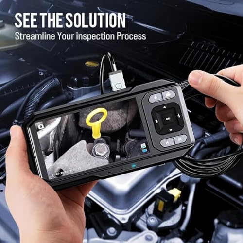 Image of ETZIN Borescope Camera,1080P HD Dual Lens Endoscope with 8 Adjustable Lights 360 Rotatable Pipe Camera, 4.3 inch IPS Screen IP67 Waterproof, Semi-Rigid Cable with 16FT, 2000mAh EPL-1340IM