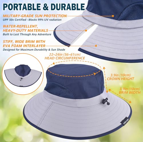 Image of Wide Brim Sun Bucket Hat, Waterproof Boonie Hat for Men & Women | UPF 50+ UV Protection, Adjustable Fit, Chin Strap & Sweatband, Foldable Durable for Fishing Hiking Garden Beach