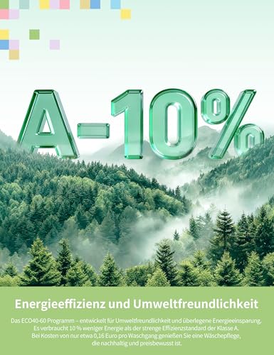 Comfee Waschmaschine 8kg, Washing machine mit Tierhaar-Programm & Dampffunktion,16 Programme,Energy Efficiency Class A-10%,Nachlegefunktion, Leise & Energiesparend, CF08EWP05W, Weiß