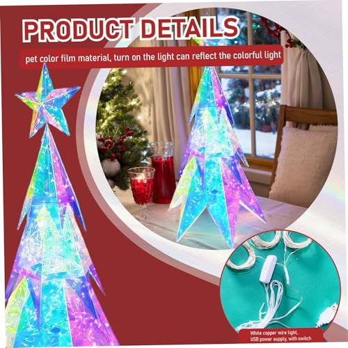 Árbol de Navidad prismático de 21 pulgadas con acabado iridiscente y USB 5
