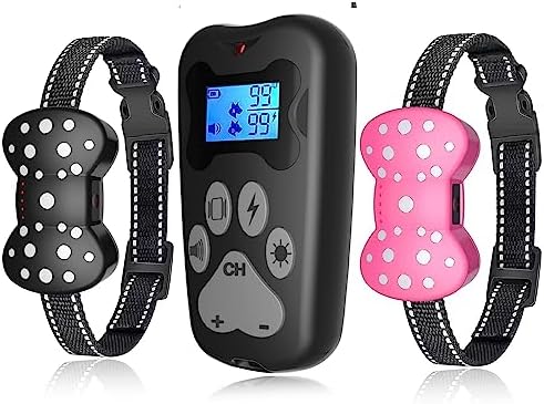 Shock Collar for 2 Dogs, Rechargeable Electric Dog Training Collar, 3000Ft Remote Range Dog Training Collar with Beep Vibration and Shock, for Small Medium Large Dogs