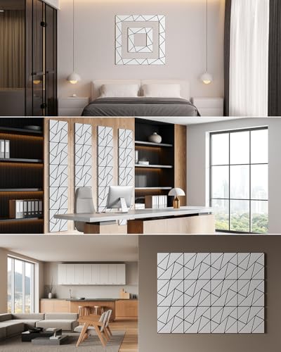 Image of 18-Pack Felt Acoustic Panels,12 inchx12 inchx0.4 inch Soundproof Wall Panels, Peel & Stick Sound Proof Foam Panels for Walls, Geometric Noise Reduction Panels for Home Office,Studio (White on Black)