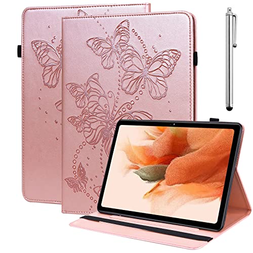 Étui portefeuille Samsung Galaxy Tab S9 11" X710 en similicuir doré papillon