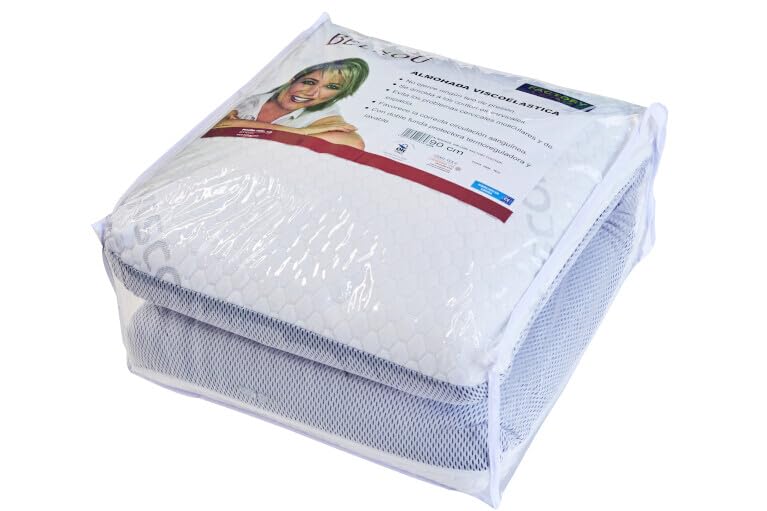 FACTORY COLCHON - Almohada ViscoAir 150cm Funda Extraíble Hipoalergénico Reversible Verano-Invierno Tejido 3D System Viscoelástico Visco Air