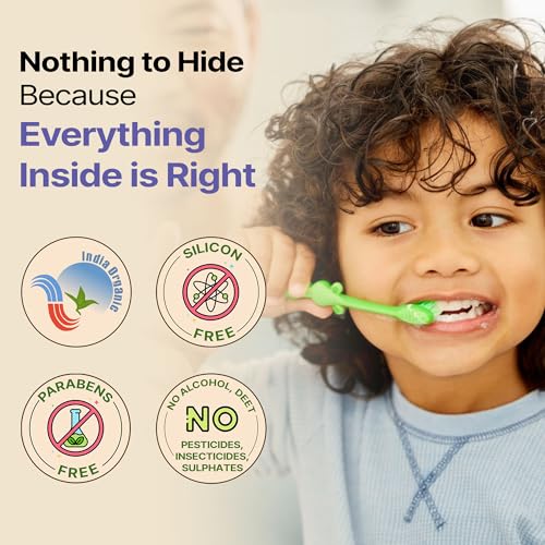Image of Baby Toothpaste Berry Burst - Herbal Kids Oral Care with Neem, Khadir & Meswak | Promotes Strong Teeth & Healthy Gums | Fluoride Free,Organic & Safe for Toddlers -100gm (Pack of 3)