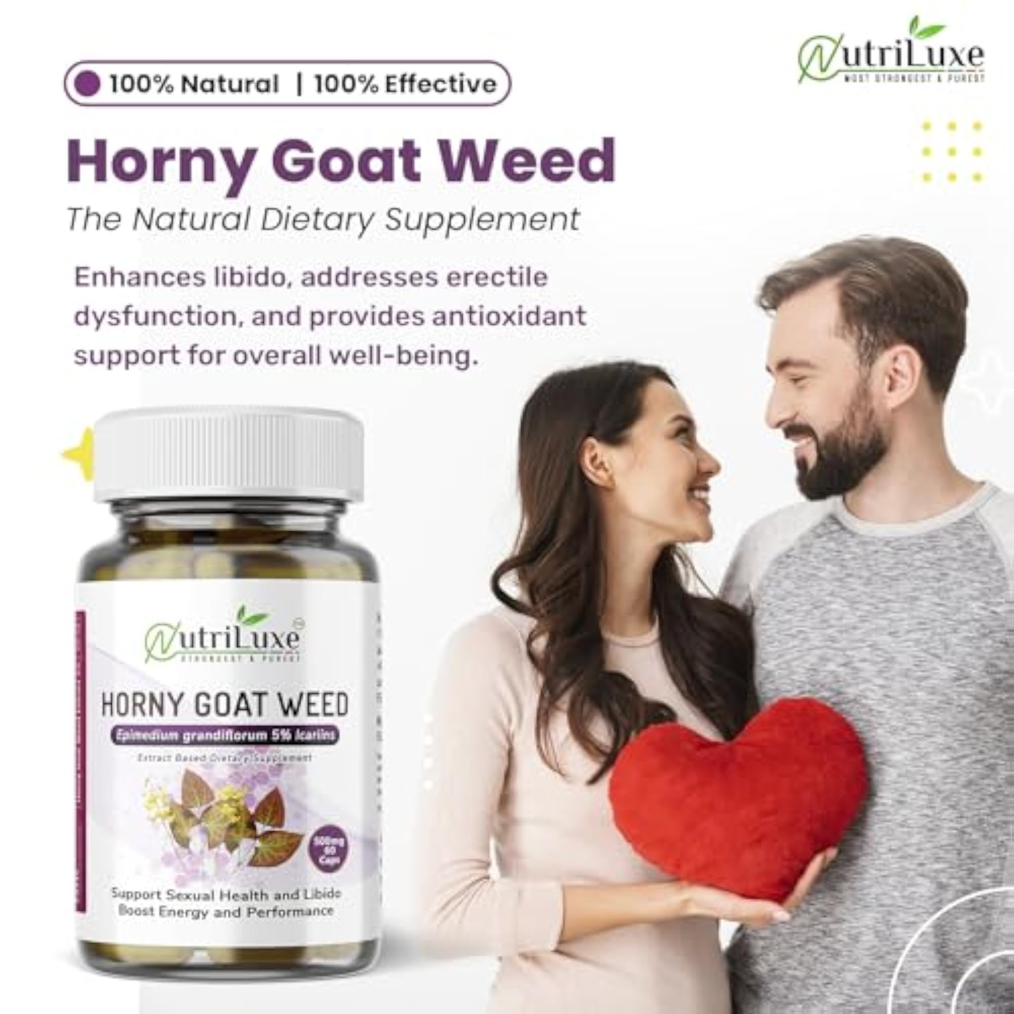 Nutriluxe Horny Goat Weed Extract Capsules, 500mg
