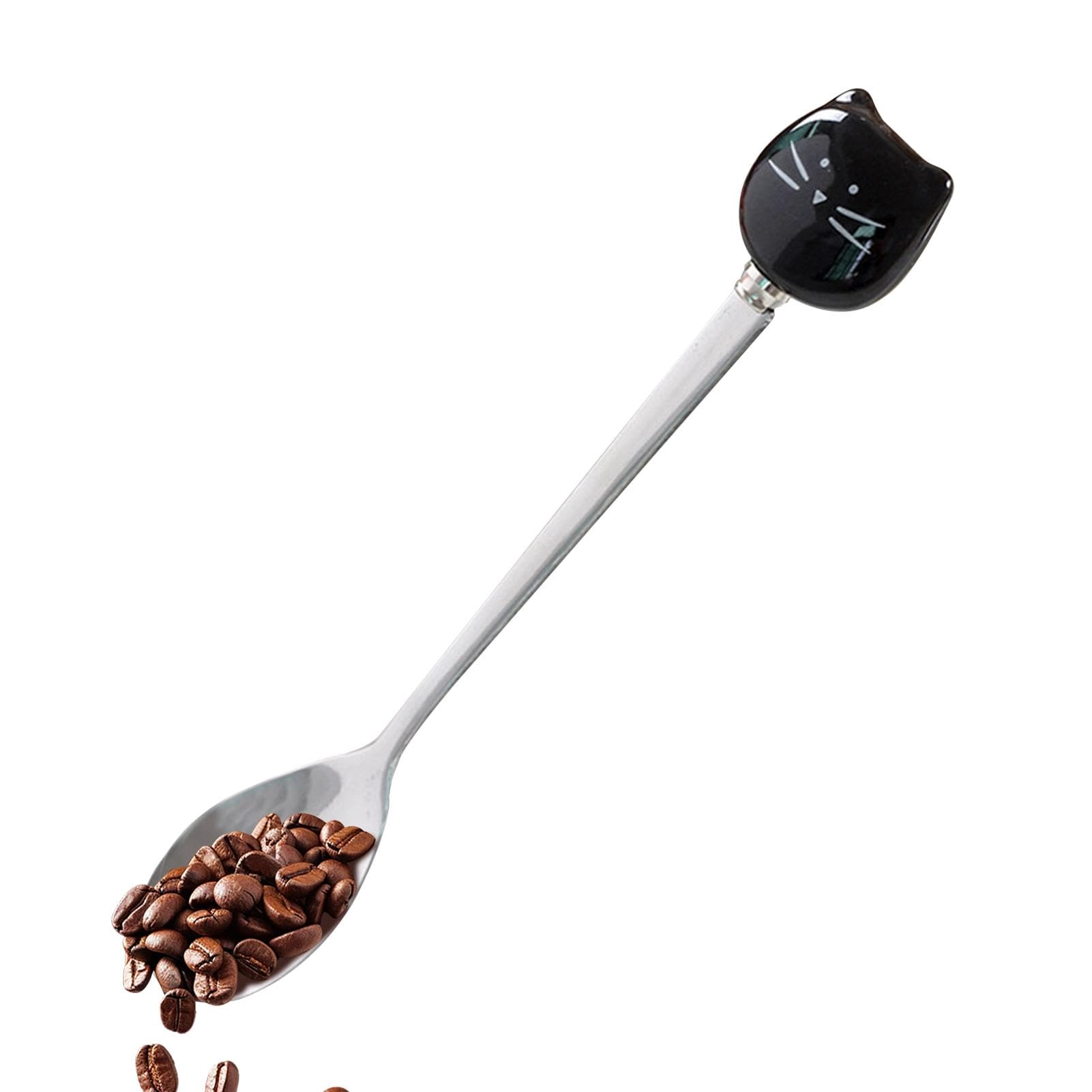 Cucchiaino da caffè gatto,cucchiaio gatto bianco e nero - Cucchiaini da tè eleganti per gatti, cucchiaini da caffè e tazze | Cucchiaini da tè a tazza
